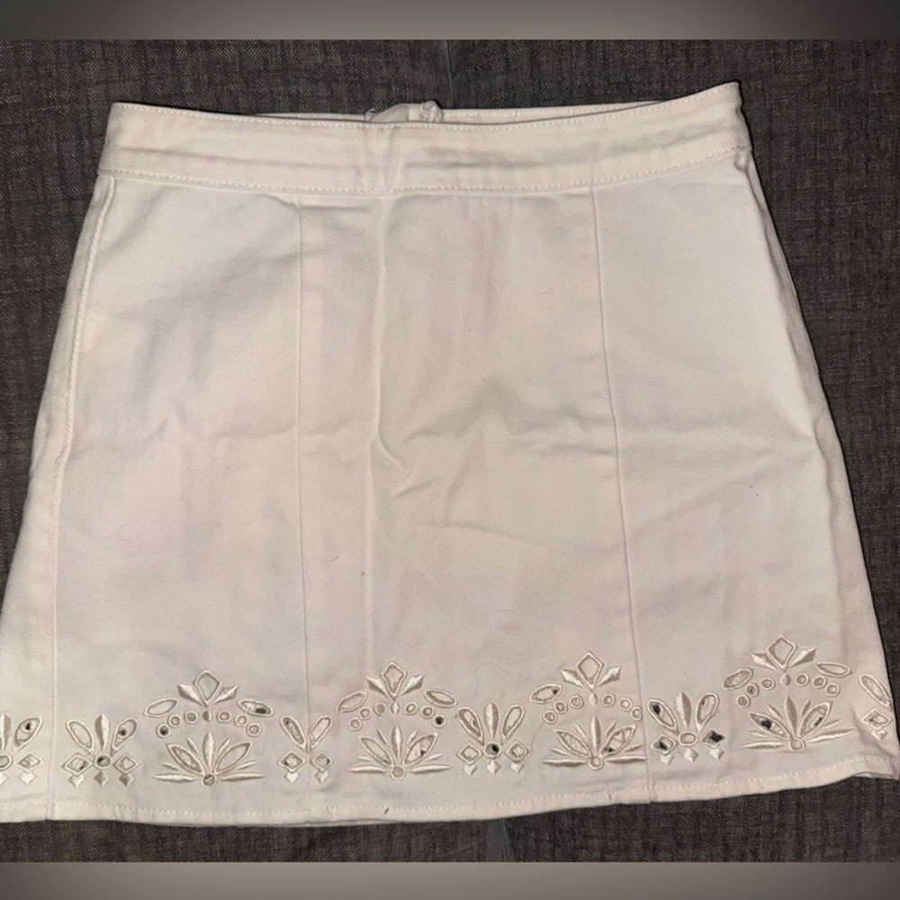 Pacsun White Embroidered Mini Skirt